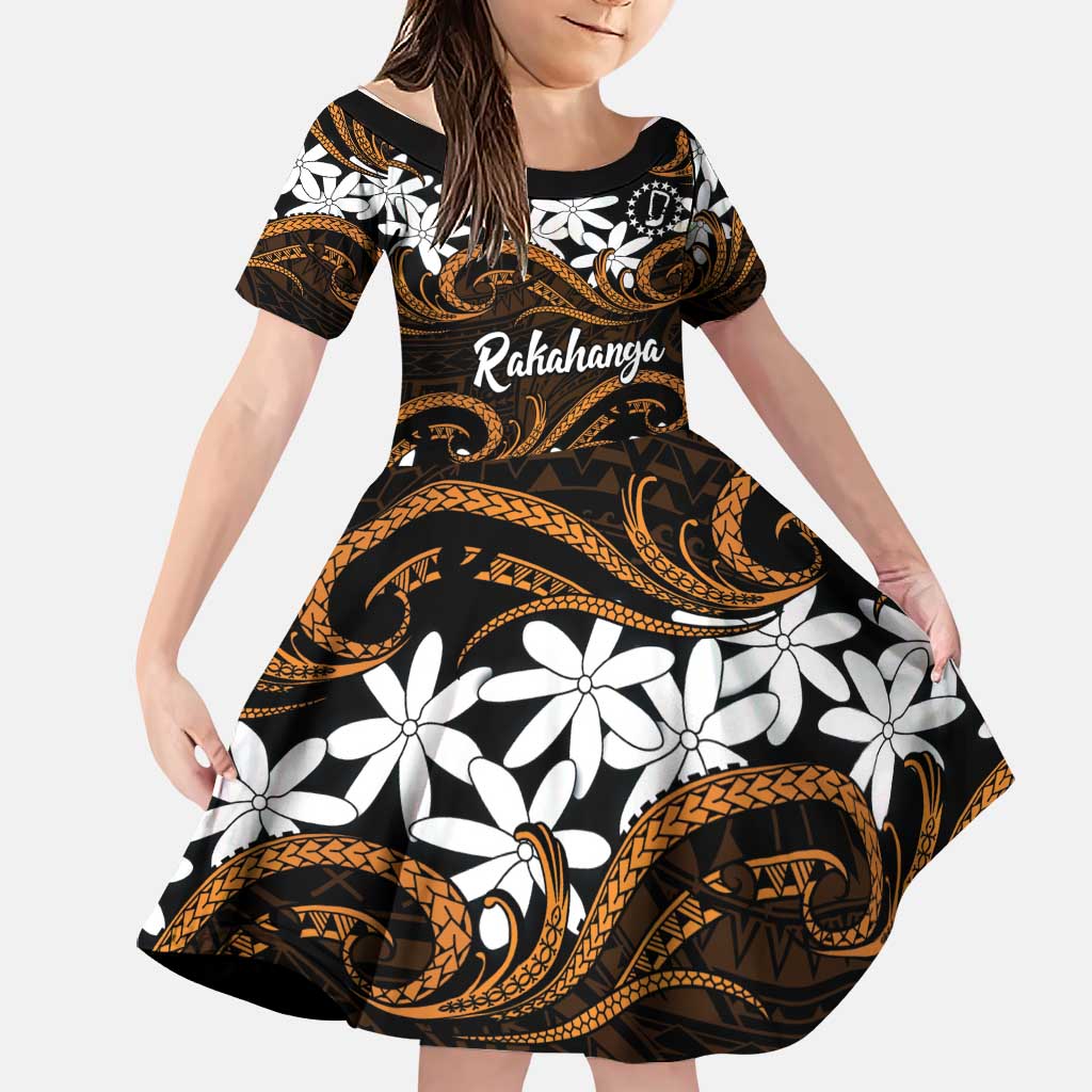 Personalised Cook Islands Rakahanga Family Matching Tank Maxi Dress and Hawaiian Shirt Tiare Maori Polynesian Waves Tattoo
