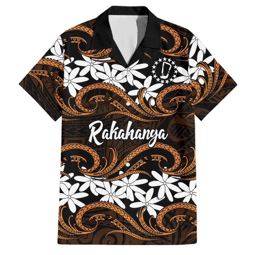 Personalised Cook Islands Rakahanga Family Matching Tank Maxi Dress and Hawaiian Shirt Tiare Maori Polynesian Waves Tattoo