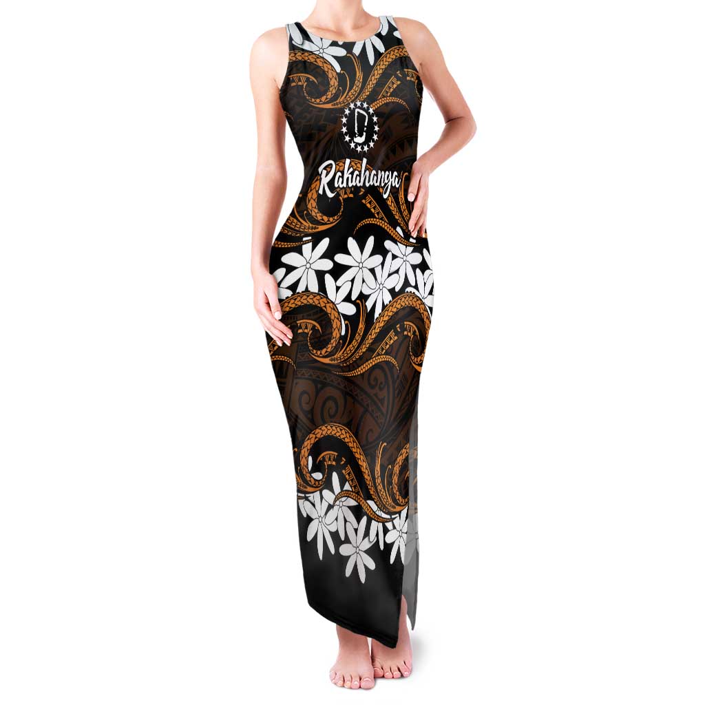 Personalised Cook Islands Rakahanga Family Matching Tank Maxi Dress and Hawaiian Shirt Tiare Maori Polynesian Waves Tattoo