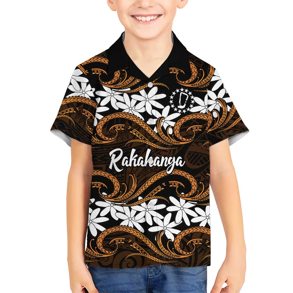 Personalised Cook Islands Rakahanga Family Matching Tank Maxi Dress and Hawaiian Shirt Tiare Maori Polynesian Waves Tattoo