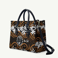 Personalised Cook Islands Rakahanga Leather Bag Tiare Maori Polynesian Waves Tattoo