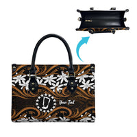 Personalised Cook Islands Rakahanga Leather Bag Tiare Maori Polynesian Waves Tattoo
