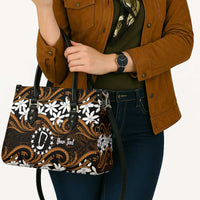 Personalised Cook Islands Rakahanga Leather Bag Tiare Maori Polynesian Waves Tattoo