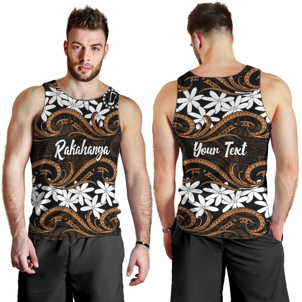 Personalised Cook Islands Rakahanga Men Tank Top Tiare Maori Polynesian Waves Tattoo LT14 - Polynesian Pride
