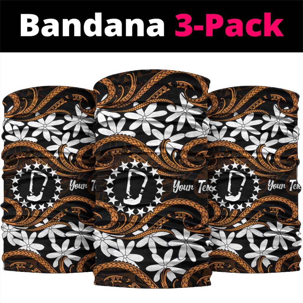 Personalised Cook Islands Rakahanga Neck Gaiter Tiare Maori Polynesian Waves Tattoo