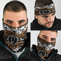 Personalised Cook Islands Rakahanga Neck Gaiter Tiare Maori Polynesian Waves Tattoo