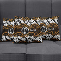 Personalised Cook Islands Rakahanga Pillow Cover Tiare Maori Polynesian Waves Tattoo