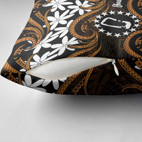 Personalised Cook Islands Rakahanga Pillow Cover Tiare Maori Polynesian Waves Tattoo