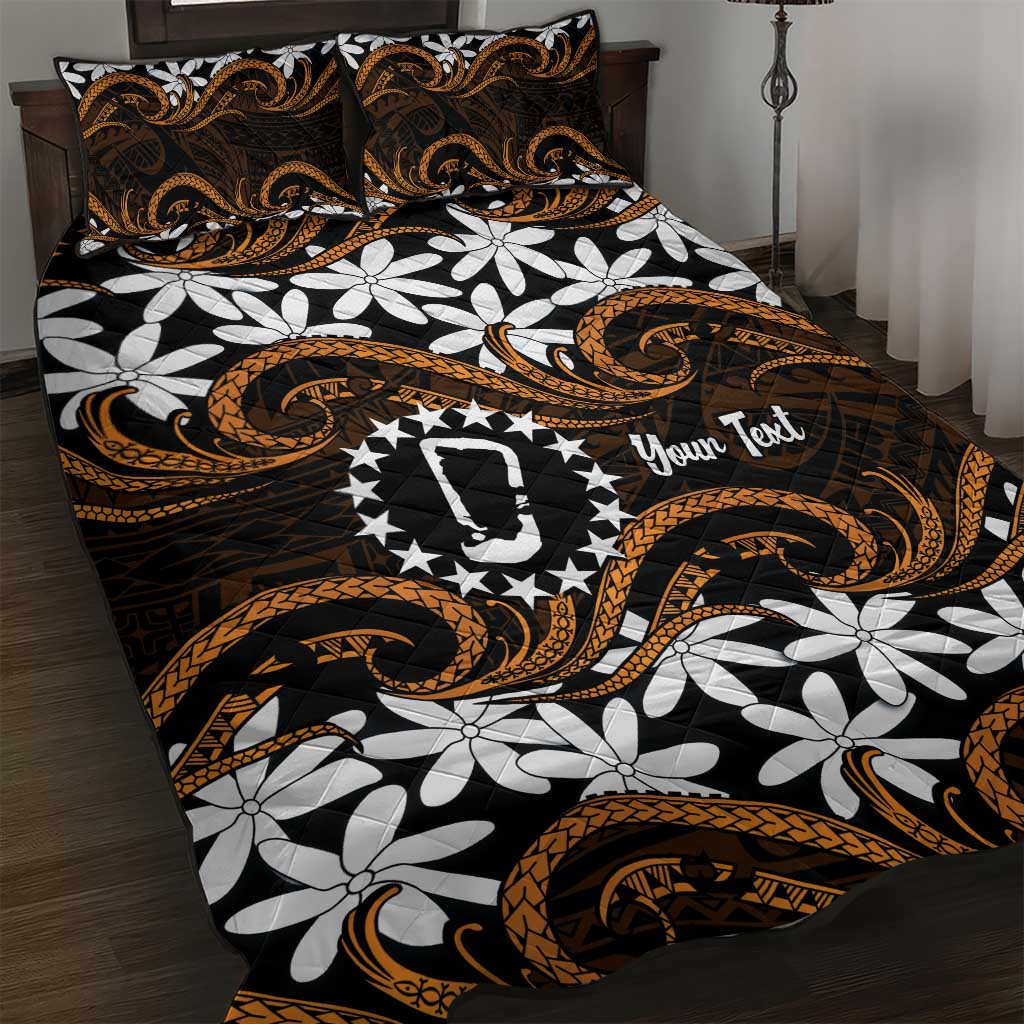 Personalised Cook Islands Rakahanga Quilt Bed Set Tiare Maori Polynesian Waves Tattoo