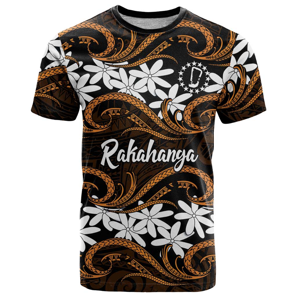 Personalised Cook Islands Rakahanga T Shirt Tiare Maori Polynesian Waves Tattoo