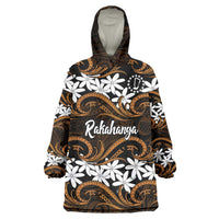 Personalised Cook Islands Rakahanga Wearable Blanket Hoodie Tiare Maori Polynesian Waves Tattoo