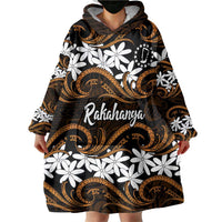 Personalised Cook Islands Rakahanga Wearable Blanket Hoodie Tiare Maori Polynesian Waves Tattoo