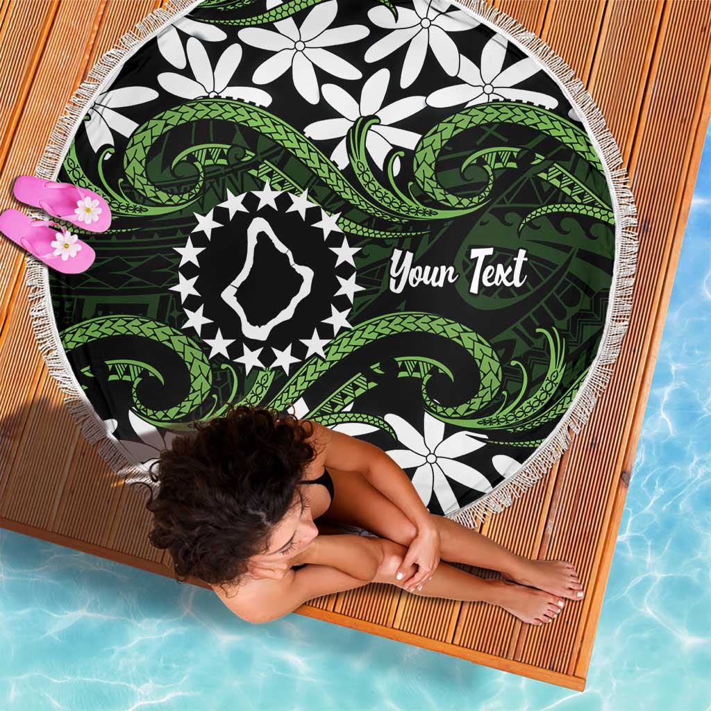 Personalised Cook Islands Palmerston Beach Blanket Tiare Maori Polynesian Waves Tattoo LT14 - Polynesian Pride