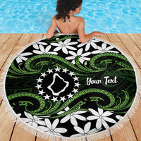 Personalised Cook Islands Palmerston Beach Blanket Tiare Maori Polynesian Waves Tattoo LT14 - Polynesian Pride