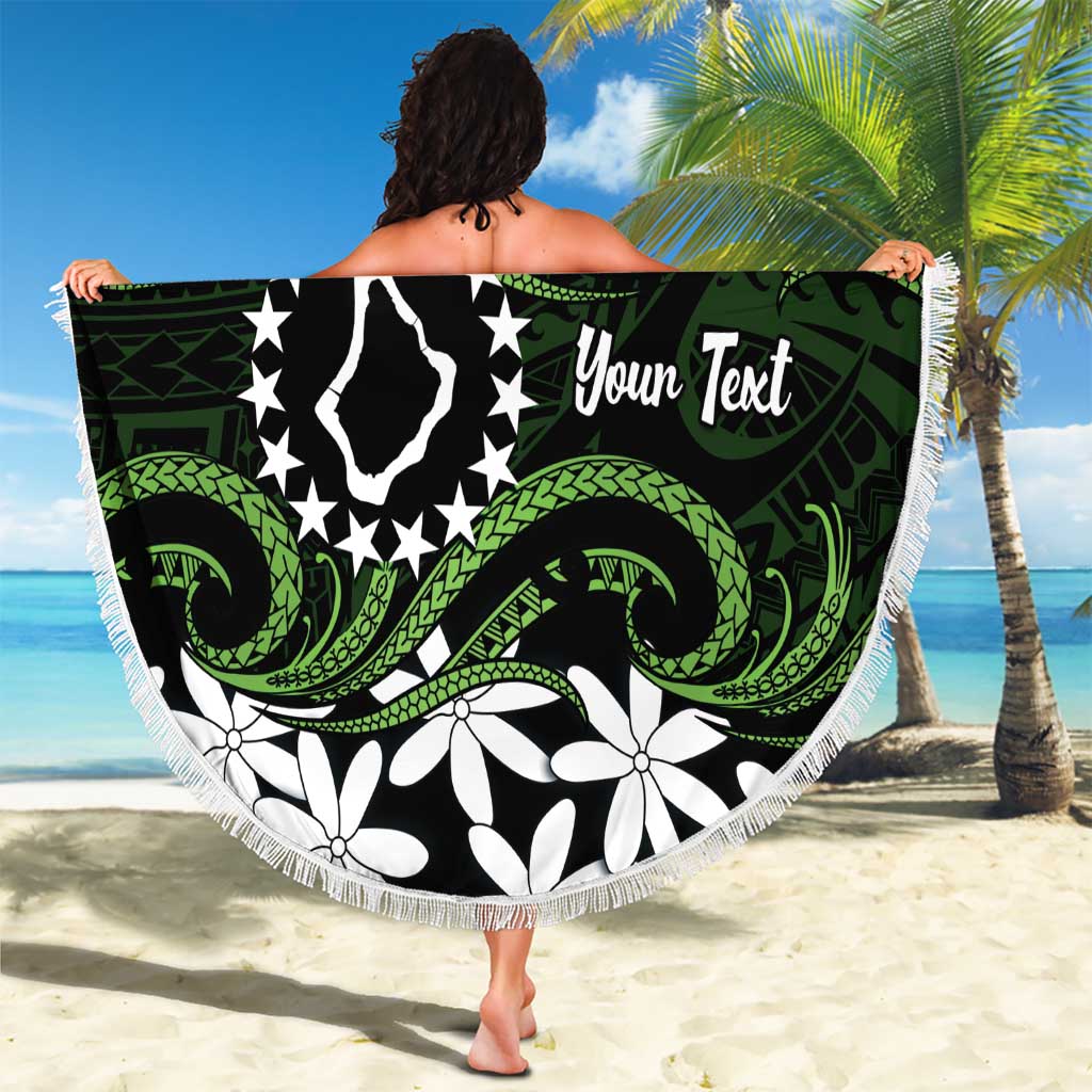 Personalised Cook Islands Palmerston Beach Blanket Tiare Maori Polynesian Waves Tattoo LT14 - Polynesian Pride