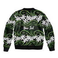 Personalised Cook Islands Palmerston Bomber Jacket Tiare Maori Polynesian Waves Tattoo LT14 - Polynesian Pride