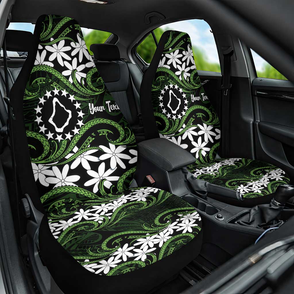 Personalised Cook Islands Palmerston Car Seat Cover Tiare Maori Polynesian Waves Tattoo