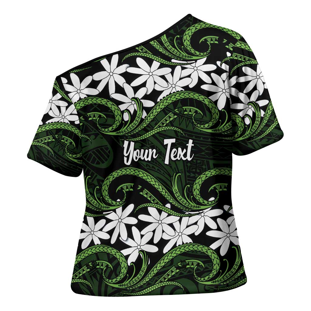 Personalised Cook Islands Palmerston Cross Shoulder Shirt Tiare Maori Polynesian Waves Tattoo LT14 - Polynesian Pride