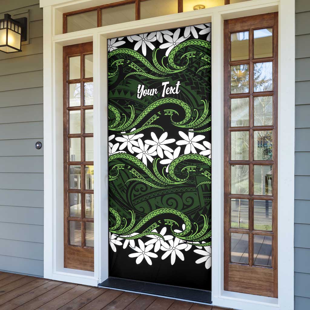 Personalised Cook Islands Palmerston Door Cover Tiare Maori Polynesian Waves Tattoo LT14 - Polynesian Pride
