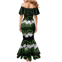 Personalised Cook Islands Palmerston Family Matching Mermaid Dress and Hawaiian Shirt Tiare Maori Polynesian Waves Tattoo LT14 - Polynesian Pride