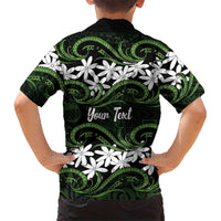 Personalised Cook Islands Palmerston Family Matching Short Sleeve Bodycon Dress and Hawaiian Shirt Tiare Maori Polynesian Waves Tattoo