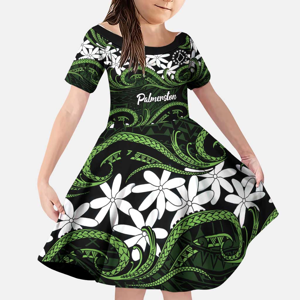 Personalised Cook Islands Palmerston Family Matching Short Sleeve Bodycon Dress and Hawaiian Shirt Tiare Maori Polynesian Waves Tattoo