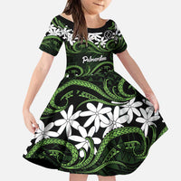 Personalised Cook Islands Palmerston Family Matching Short Sleeve Bodycon Dress and Hawaiian Shirt Tiare Maori Polynesian Waves Tattoo