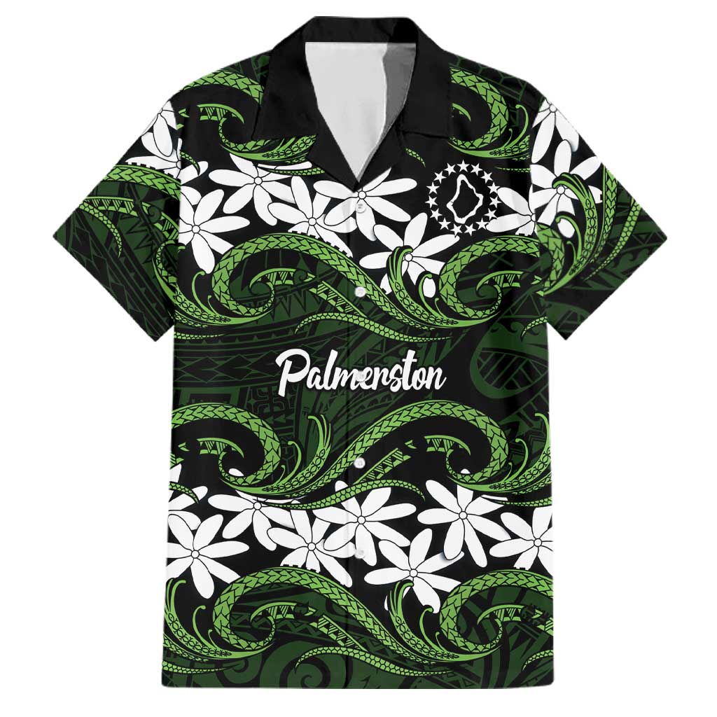 Personalised Cook Islands Palmerston Family Matching Short Sleeve Bodycon Dress and Hawaiian Shirt Tiare Maori Polynesian Waves Tattoo