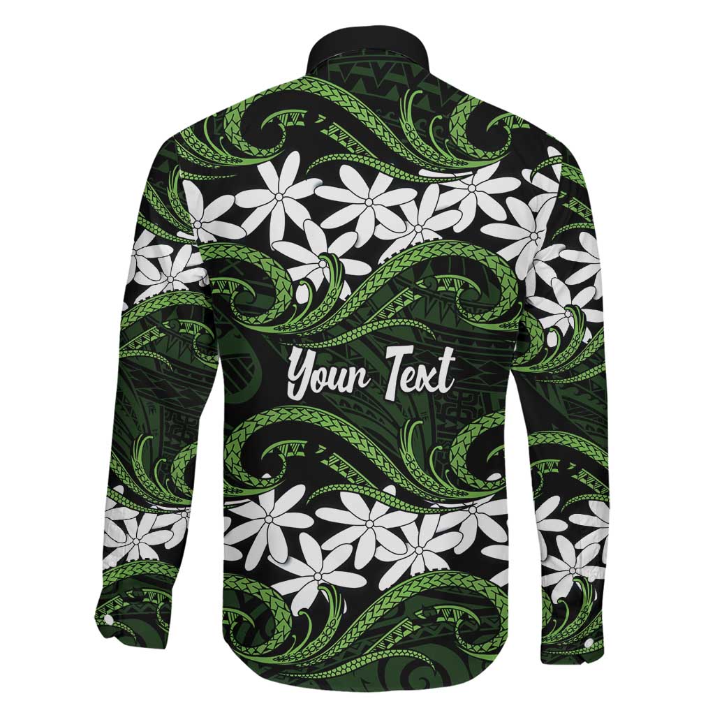 Personalised Cook Islands Palmerston Family Matching Short Sleeve Bodycon Dress and Hawaiian Shirt Tiare Maori Polynesian Waves Tattoo