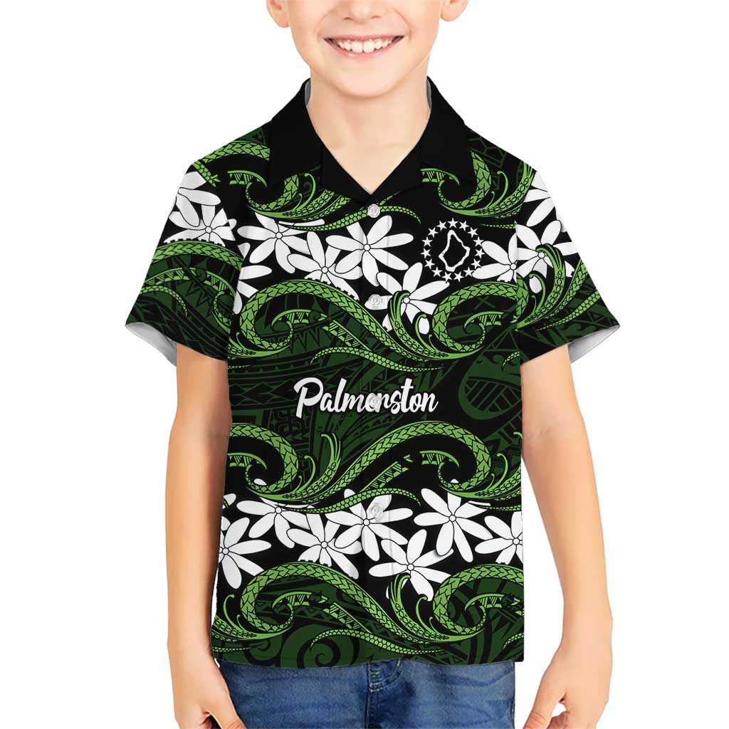Personalised Cook Islands Palmerston Family Matching Short Sleeve Bodycon Dress and Hawaiian Shirt Tiare Maori Polynesian Waves Tattoo
