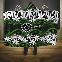 Personalised Cook Islands Palmerston Hooded Blanket Tiare Maori Polynesian Waves Tattoo