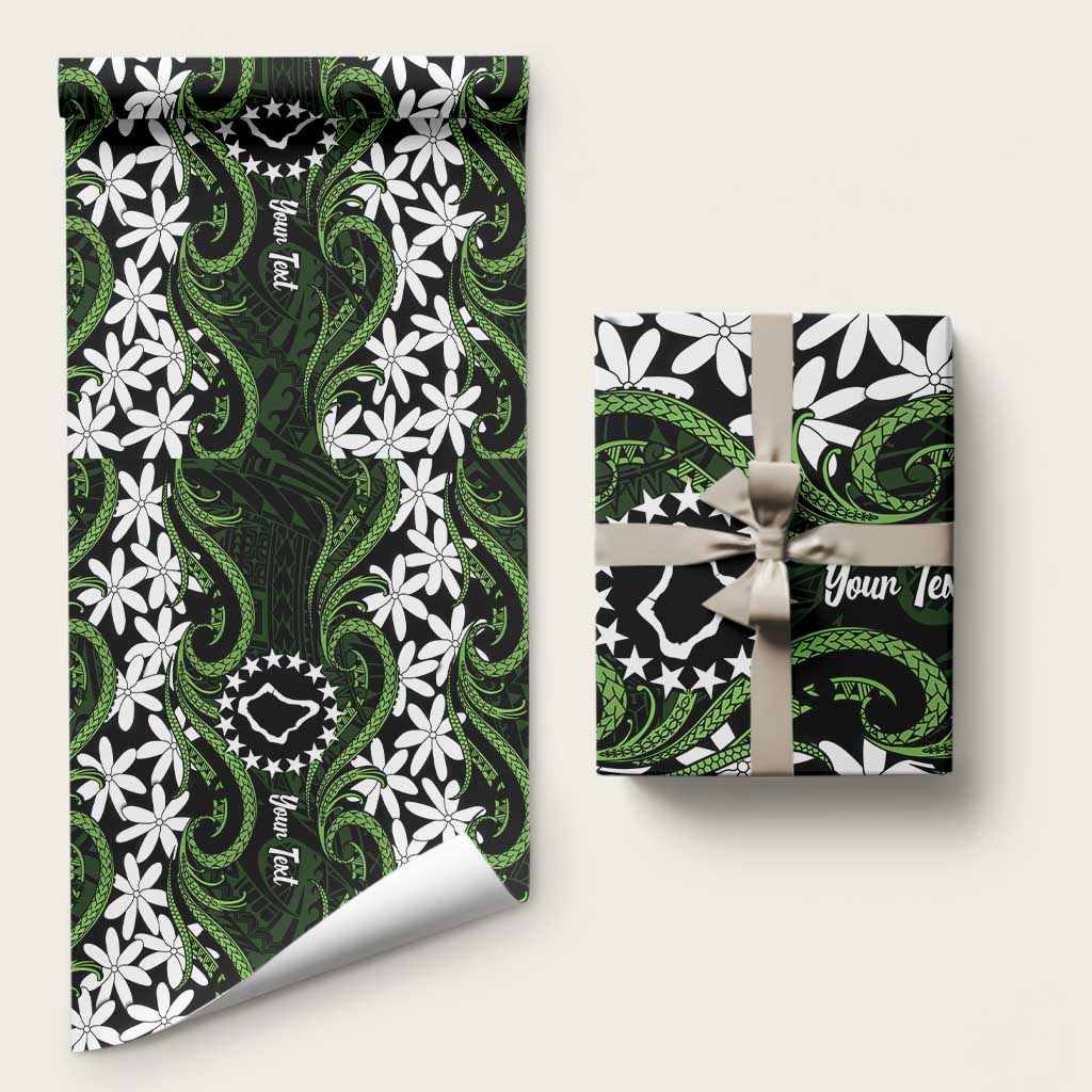 Personalised Cook Islands Palmerston Wrapping Paper Tiare Maori Polynesian Waves Tattoo