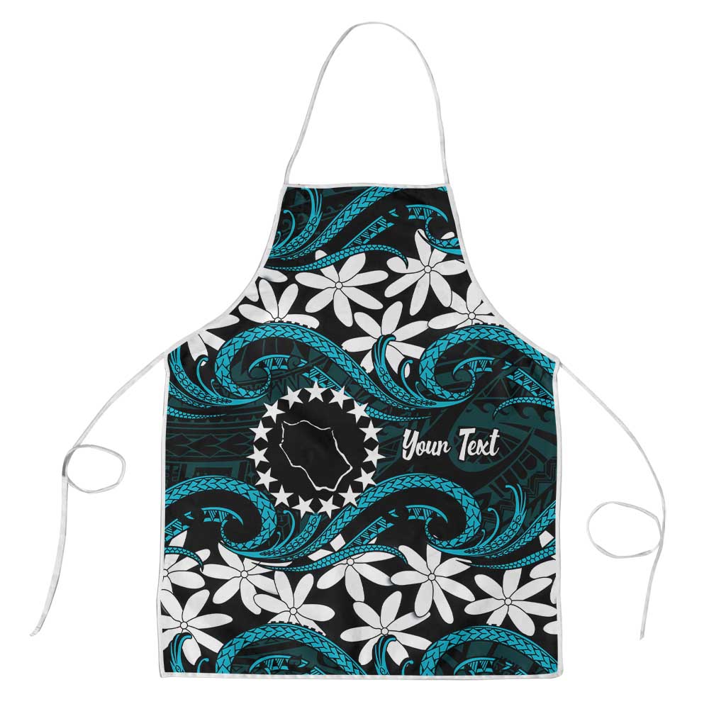 Personalised Cook Islands Penrhyn Atoll Apron Tiare Maori Polynesian Waves Tattoo LT14 Blue - Polynesian Pride