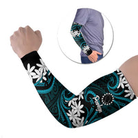 Personalised Cook Islands Penrhyn Atoll Arm Sleeves Tiare Maori Polynesian Waves Tattoo LT14 Set of 2 Blue - Polynesian Pride