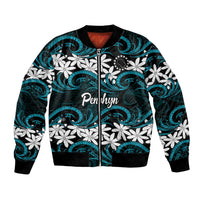 Personalised Cook Islands Penrhyn Atoll Bomber Jacket Tiare Maori Polynesian Waves Tattoo