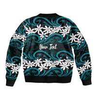 Personalised Cook Islands Penrhyn Atoll Bomber Jacket Tiare Maori Polynesian Waves Tattoo