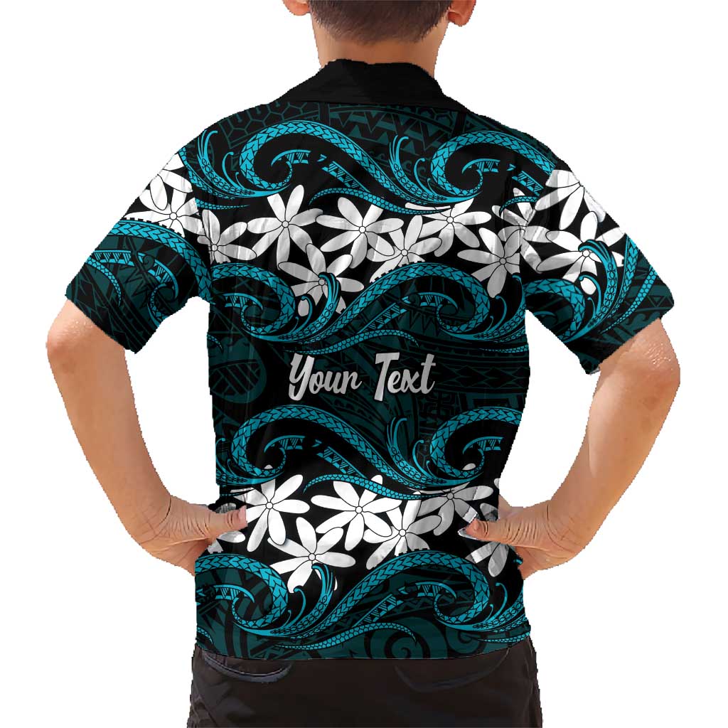 Personalised Cook Islands Penrhyn Atoll Family Matching Mermaid Dress and Hawaiian Shirt Tiare Maori Polynesian Waves Tattoo