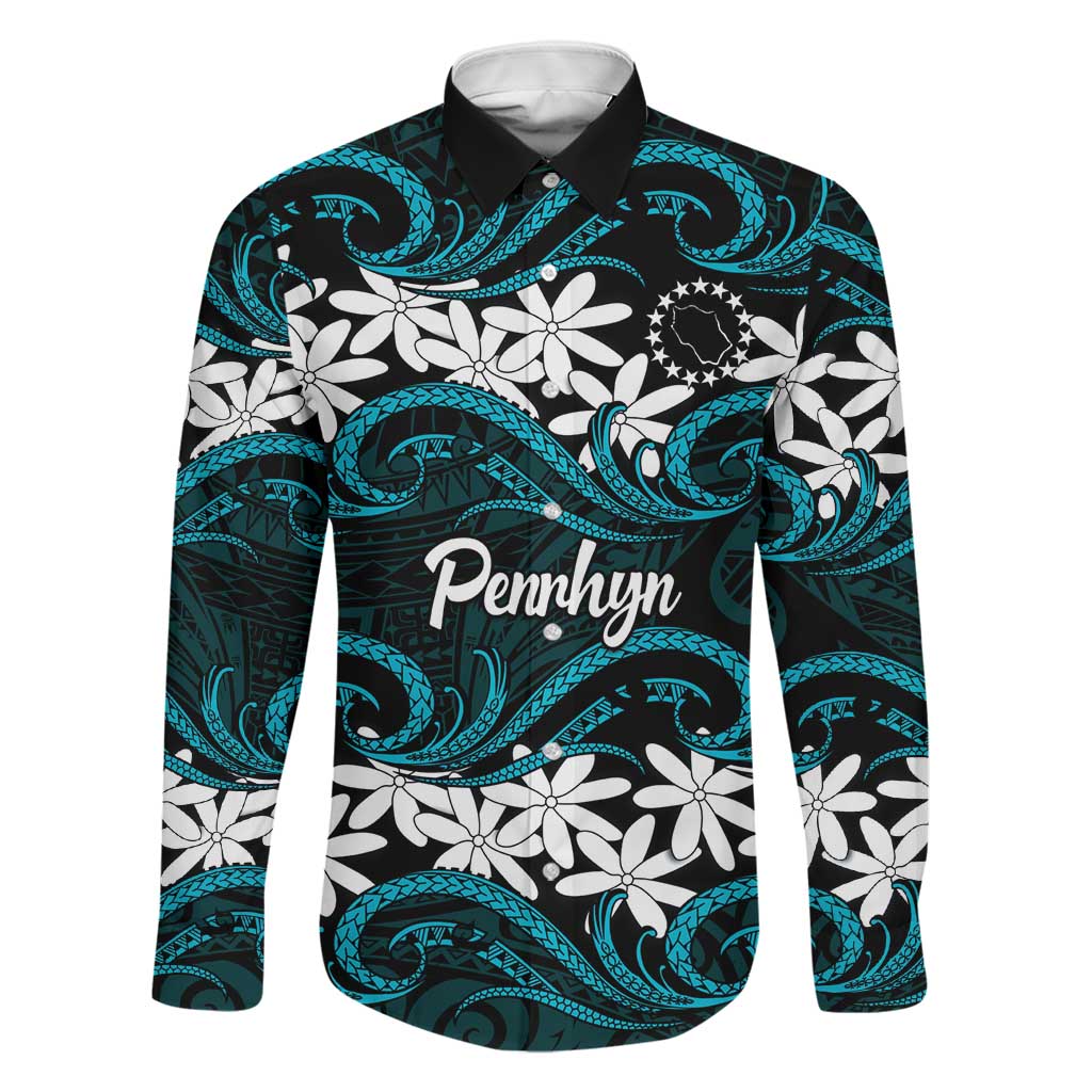 Personalised Cook Islands Penrhyn Atoll Family Matching Mermaid Dress and Hawaiian Shirt Tiare Maori Polynesian Waves Tattoo