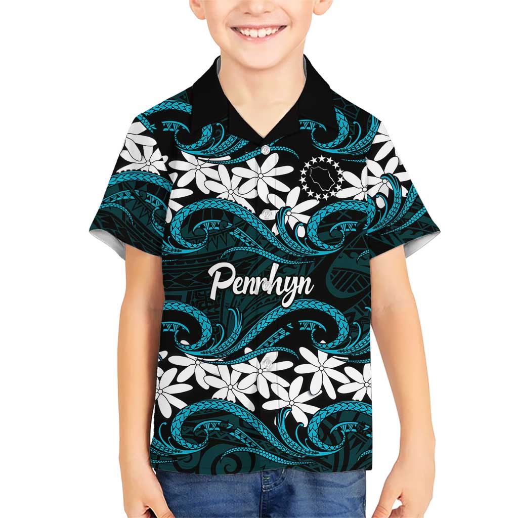 Personalised Cook Islands Penrhyn Atoll Family Matching Mermaid Dress and Hawaiian Shirt Tiare Maori Polynesian Waves Tattoo