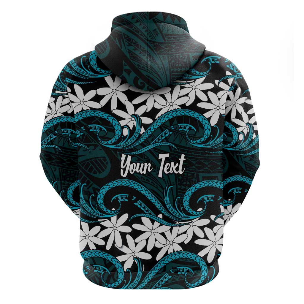 Personalised Cook Islands Penrhyn Atoll Hoodie Tiare Maori Polynesian Waves Tattoo LT14 - Polynesian Pride