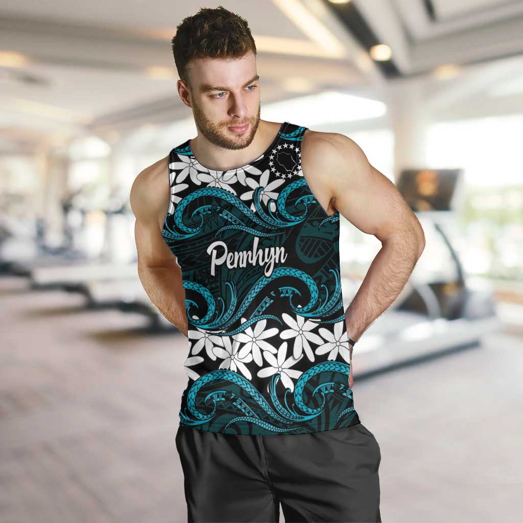 Personalised Cook Islands Penrhyn Atoll Men Tank Top Tiare Maori Polynesian Waves Tattoo