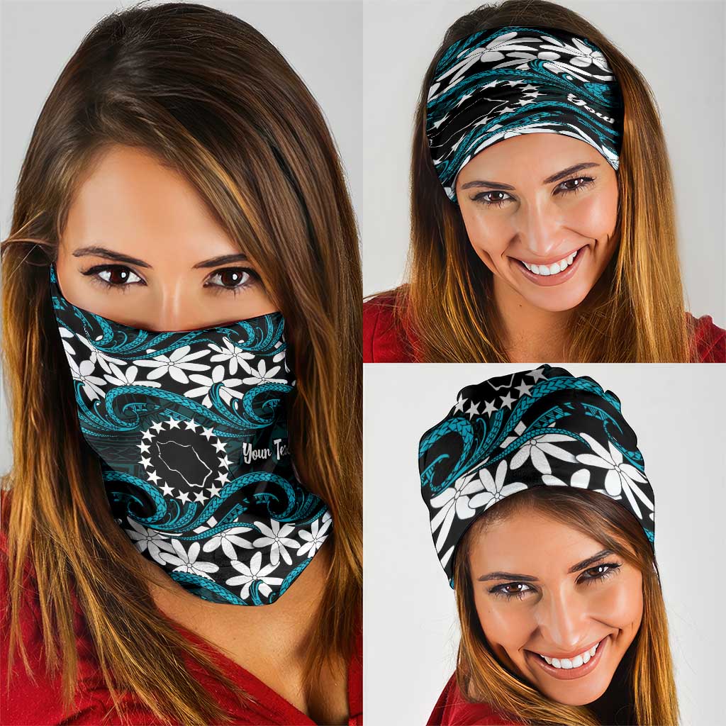 Personalised Cook Islands Penrhyn Atoll Neck Gaiter Tiare Maori Polynesian Waves Tattoo LT14 - Polynesian Pride