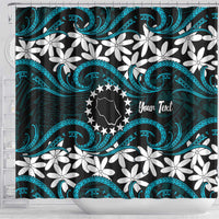 Personalised Cook Islands Penrhyn Atoll Shower Curtain Tiare Maori Polynesian Waves Tattoo LT14 - Polynesian Pride