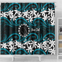 Personalised Cook Islands Penrhyn Atoll Shower Curtain Tiare Maori Polynesian Waves Tattoo LT14 - Polynesian Pride