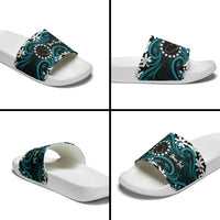 Personalised Cook Islands Penrhyn Atoll Slide Sandals Tiare Maori Polynesian Waves Tattoo