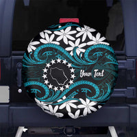 Personalised Cook Islands Penrhyn Atoll Spare Tire Cover Tiare Maori Polynesian Waves Tattoo