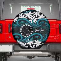 Personalised Cook Islands Penrhyn Atoll Spare Tire Cover Tiare Maori Polynesian Waves Tattoo
