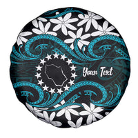 Personalised Cook Islands Penrhyn Atoll Spare Tire Cover Tiare Maori Polynesian Waves Tattoo