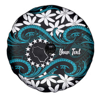 Personalised Cook Islands Penrhyn Atoll Spare Tire Cover Tiare Maori Polynesian Waves Tattoo