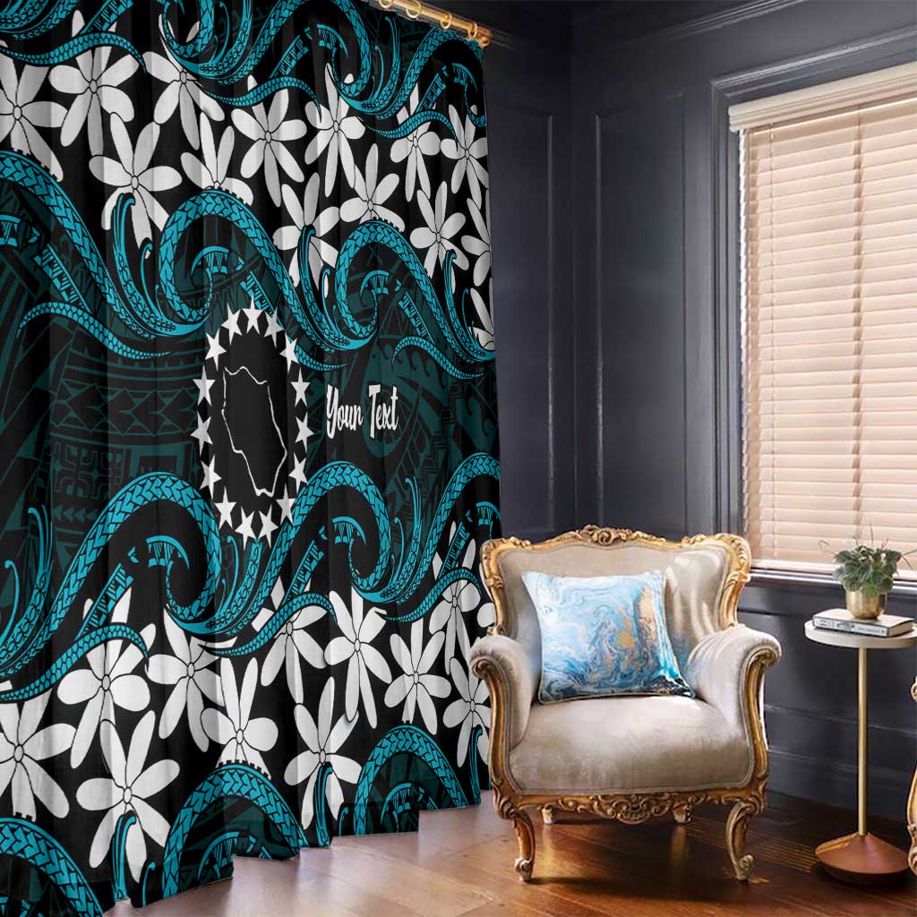 Personalised Cook Islands Penrhyn Atoll Window Curtain Tiare Maori Polynesian Waves Tattoo LT14 - Polynesian Pride